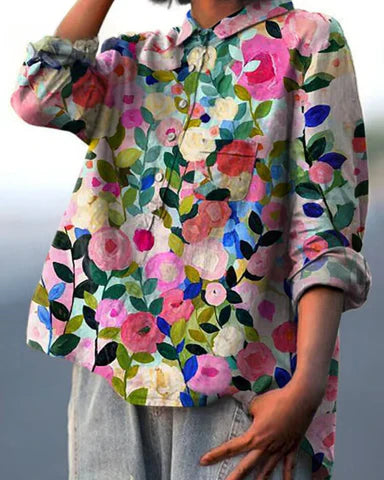 Esmae | Floral Cotton-Linen Shirt