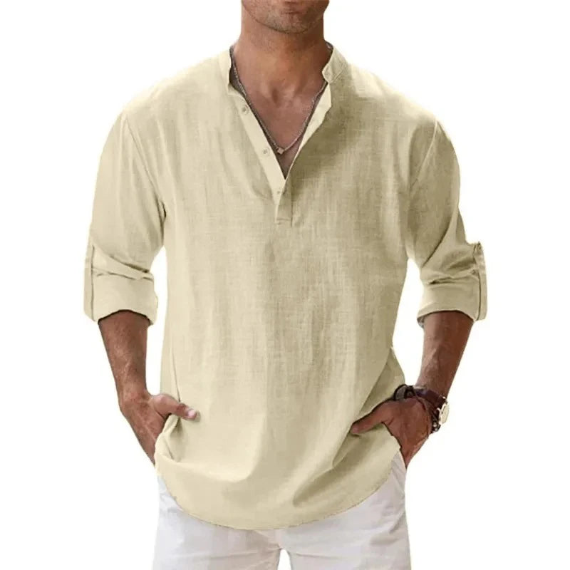 Joshua | Cotton-Linen Long Sleeve Shirt