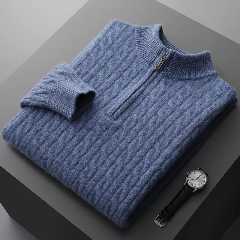 Sandro Costa | Men's 100% Cashmere Quarter-Zip Sweater