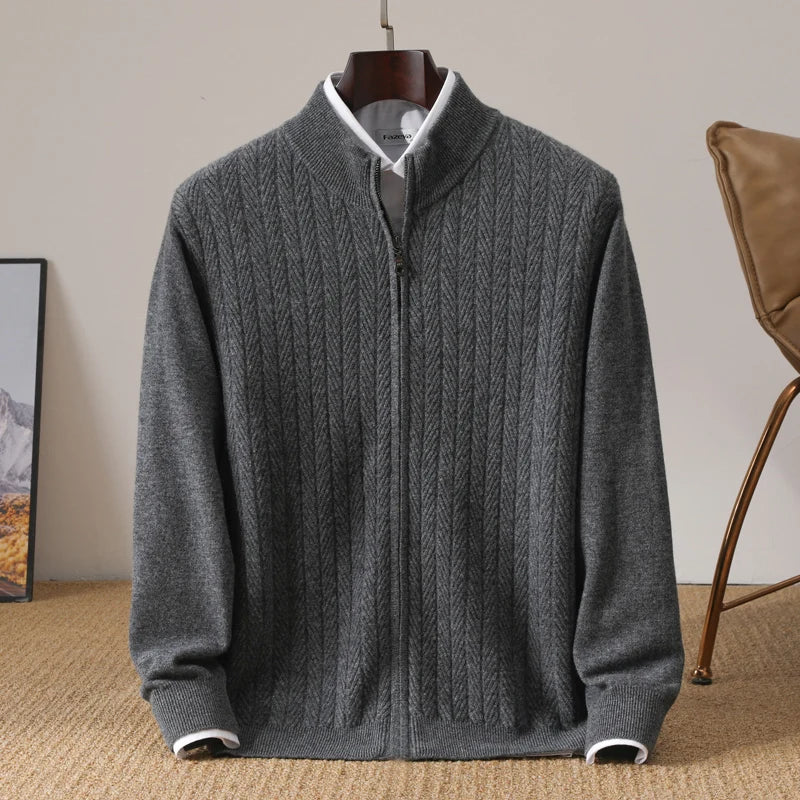 Harrison Beaumont | Men’s 100% Merino Wool Full Zip Jumper