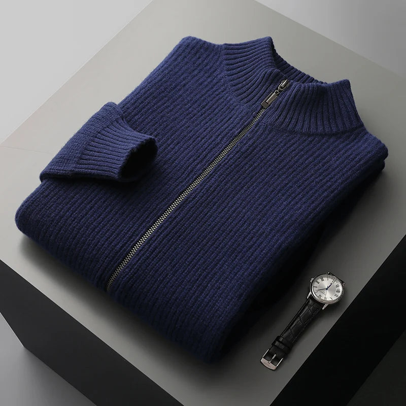 Olivier Laurent | Men’s 100% Cashmere Wool Full Zip Jumper