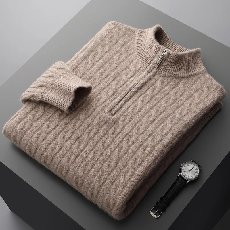 Sandro Costa | Men's 100% Cashmere Quarter-Zip Sweater