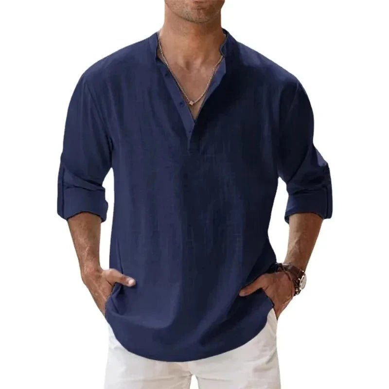 Joshua | Cotton-Linen Long Sleeve Shirt