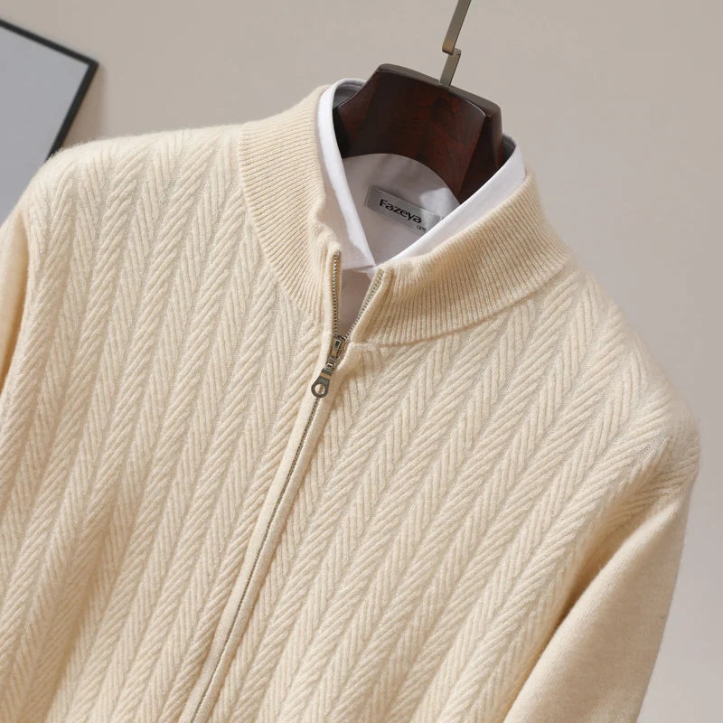 Harrison Beaumont | Men’s 100% Merino Wool Full Zip Jumper