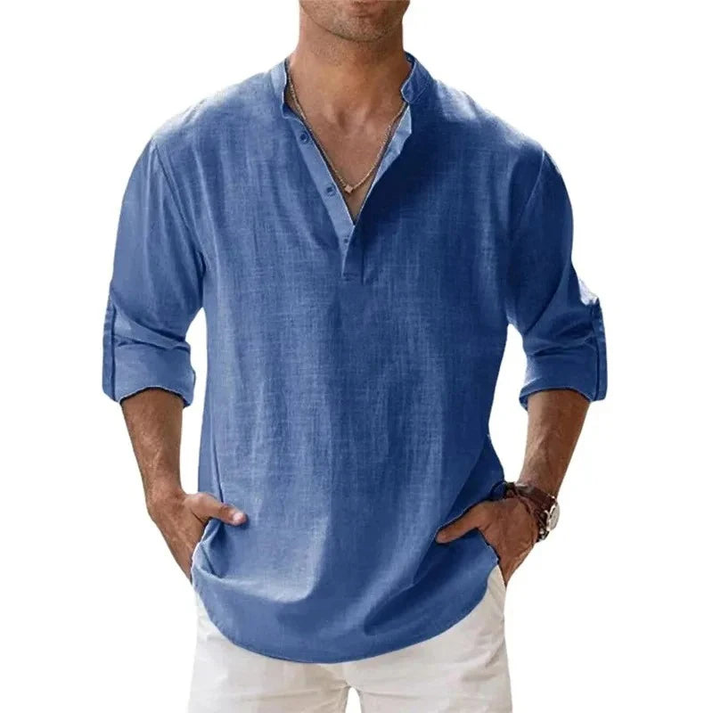 Joshua | Cotton-Linen Long Sleeve Shirt