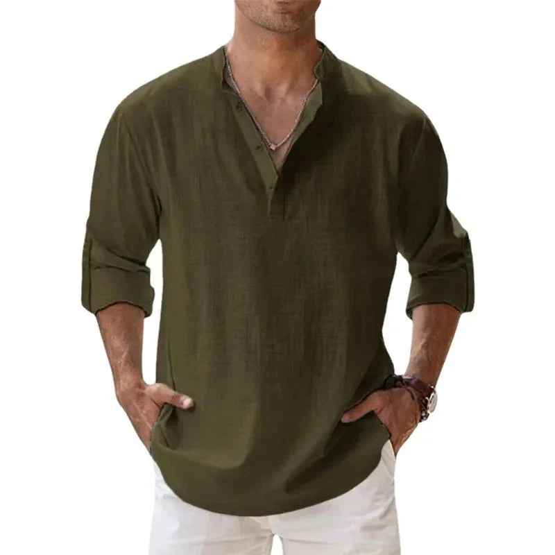 Joshua | Cotton-Linen Long Sleeve Shirt