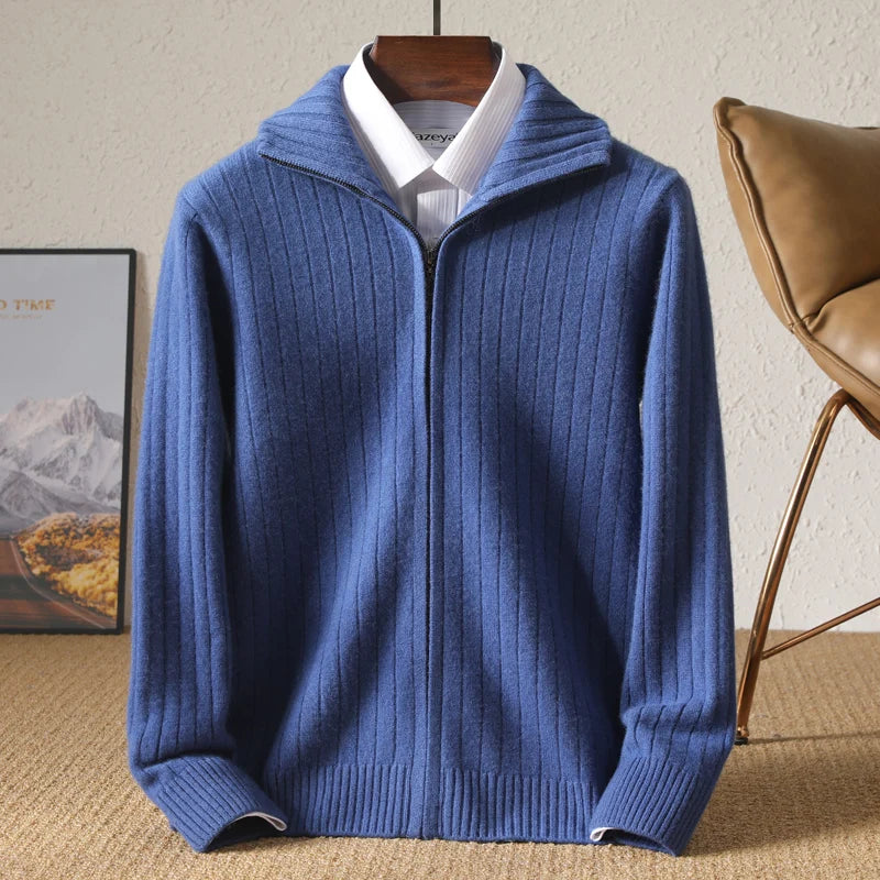 Riccardo Monti | Men’s Full Zip Jumper 100% Merino Wool