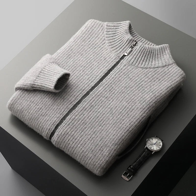 Olivier Laurent | Men’s 100% Cashmere Wool Full Zip Jumper