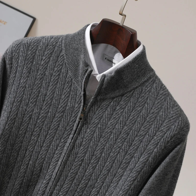 Harrison Beaumont | Men’s 100% Merino Wool Full Zip Jumper