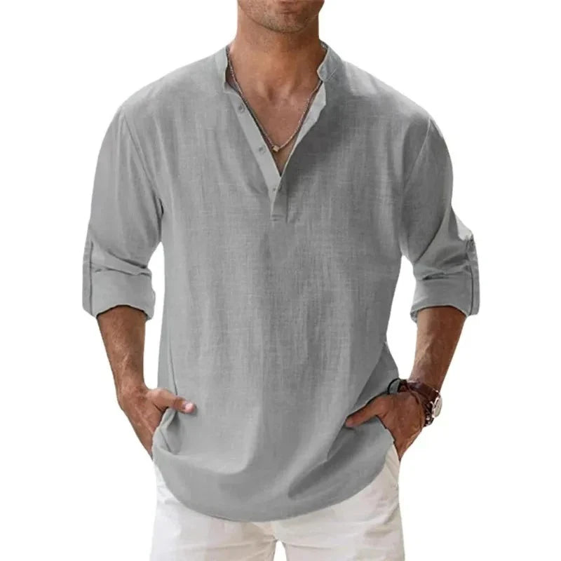 Joshua | Cotton-Linen Long Sleeve Shirt