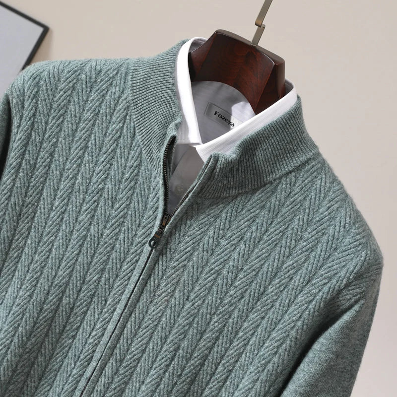 Harrison Beaumont | Men’s 100% Merino Wool Full Zip Jumper