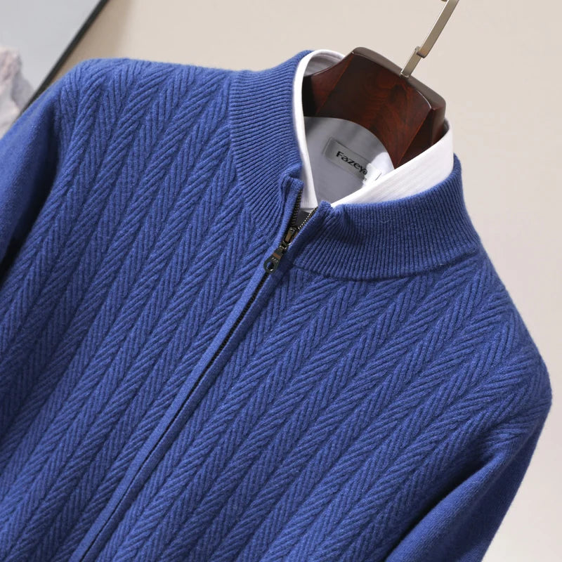 Harrison Beaumont | Men’s 100% Merino Wool Full Zip Jumper