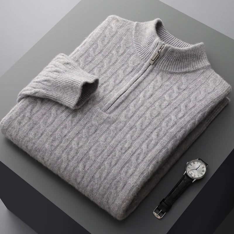 Sandro Costa | Men's 100% Cashmere Quarter-Zip Sweater