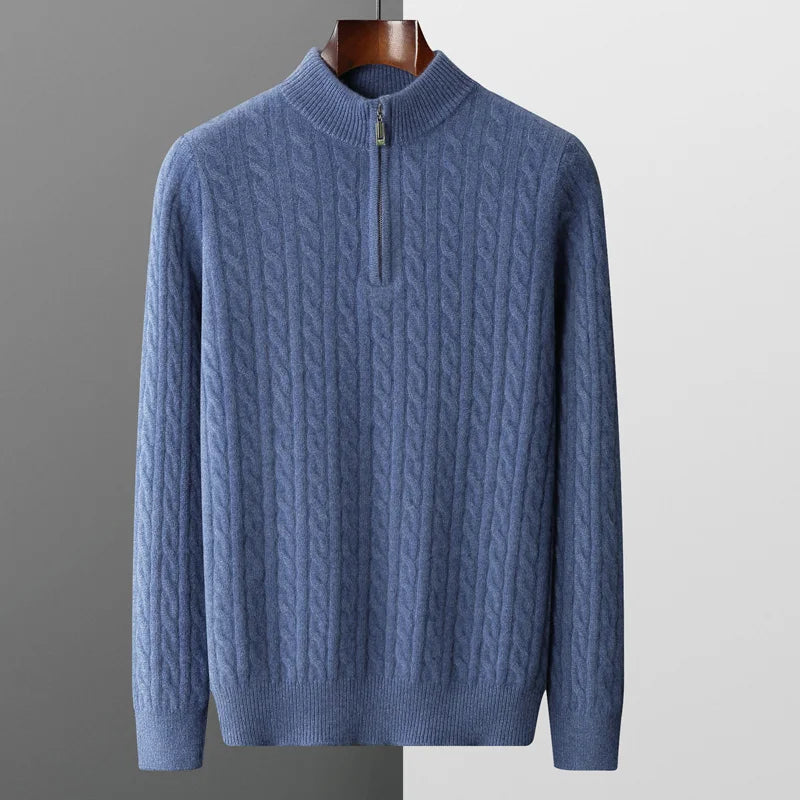 Sandro Costa | Men's 100% Cashmere Quarter-Zip Sweater