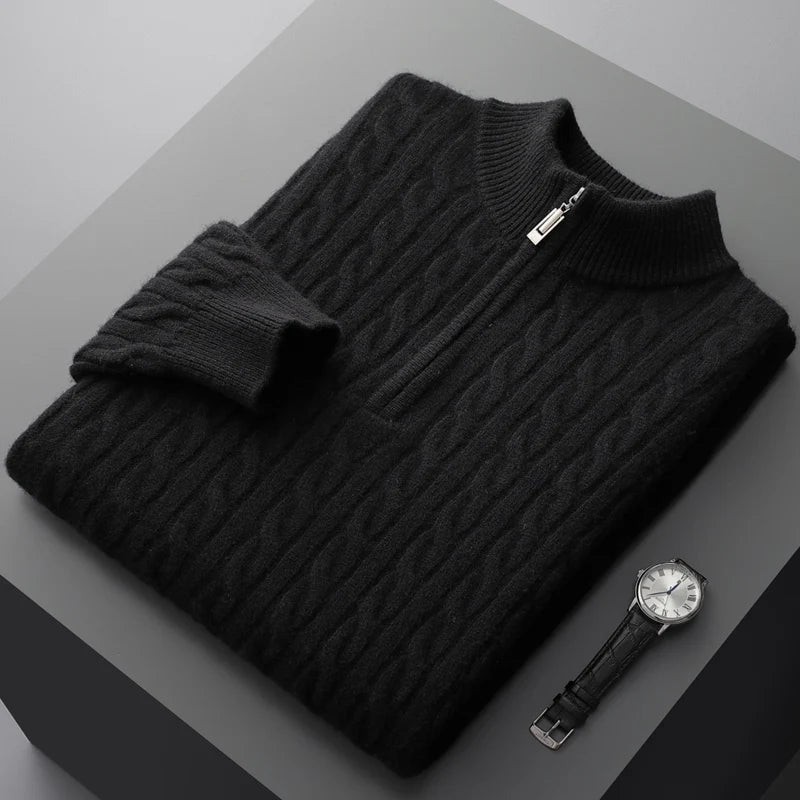 Sandro Costa | Men's 100% Cashmere Quarter-Zip Sweater