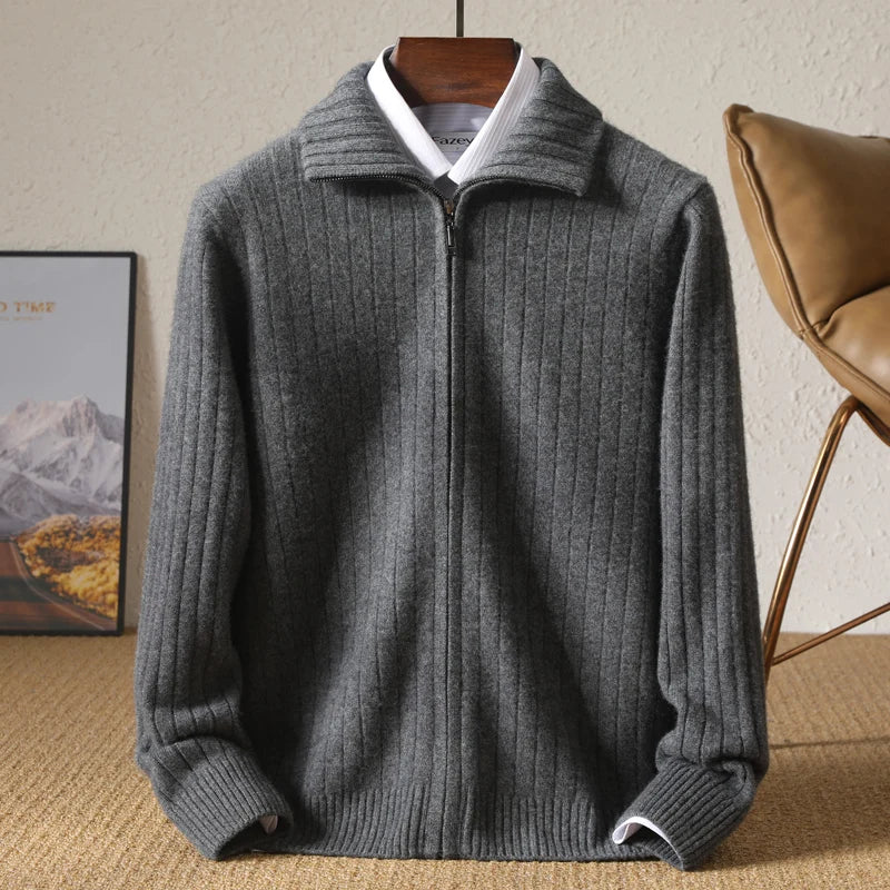 Riccardo Monti | Men’s Full Zip Jumper 100% Merino Wool