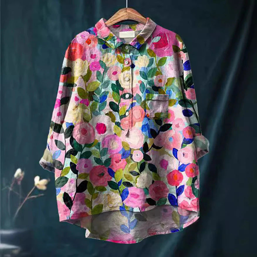 Esmae | Floral Cotton-Linen Shirt