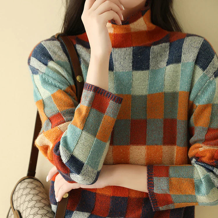 Jade | Wool Jumper with Patchwork Design