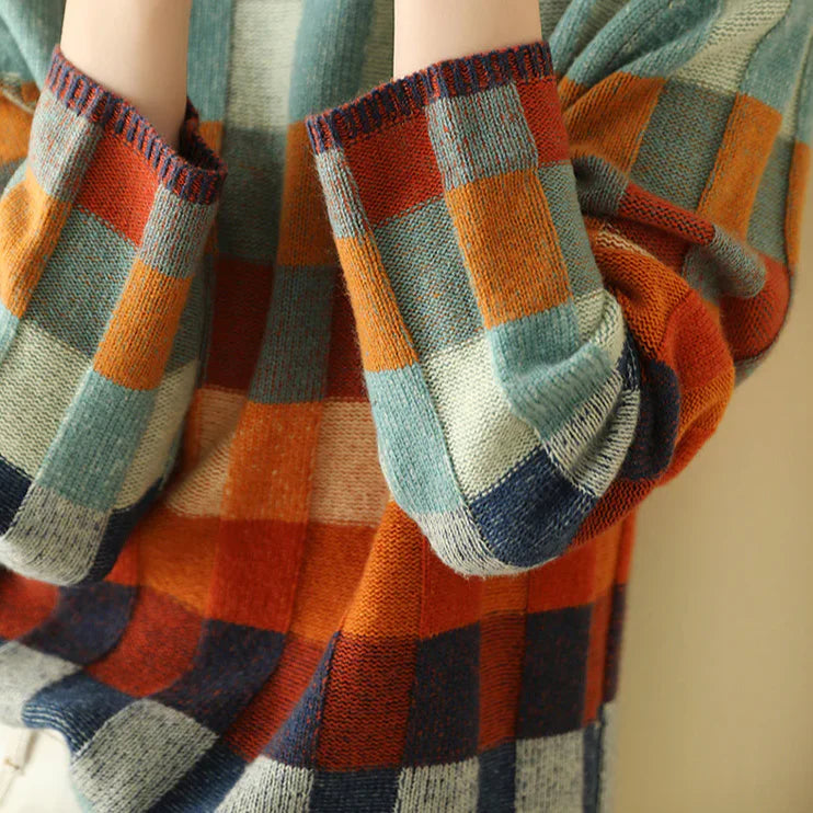 Jade | Wool Jumper with Patchwork Design