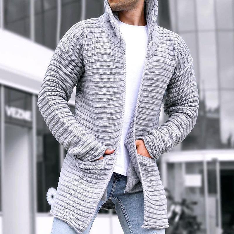 Edmund | Mid-Length Knit Cardigan with Stand Collar