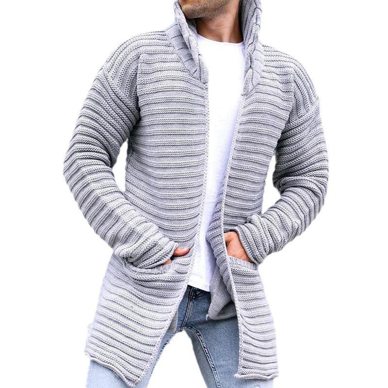 Edmund | Mid-Length Knit Cardigan with Stand Collar